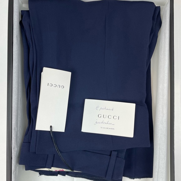 Gucci Cady Stretch Flared Trousers - Navy Blue - Picture 4 of 9